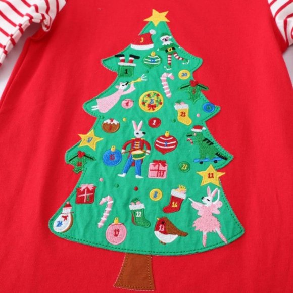 Christmas Tree Red Long Sleeve Tunic Shirt Dress - Picture 2 of 2